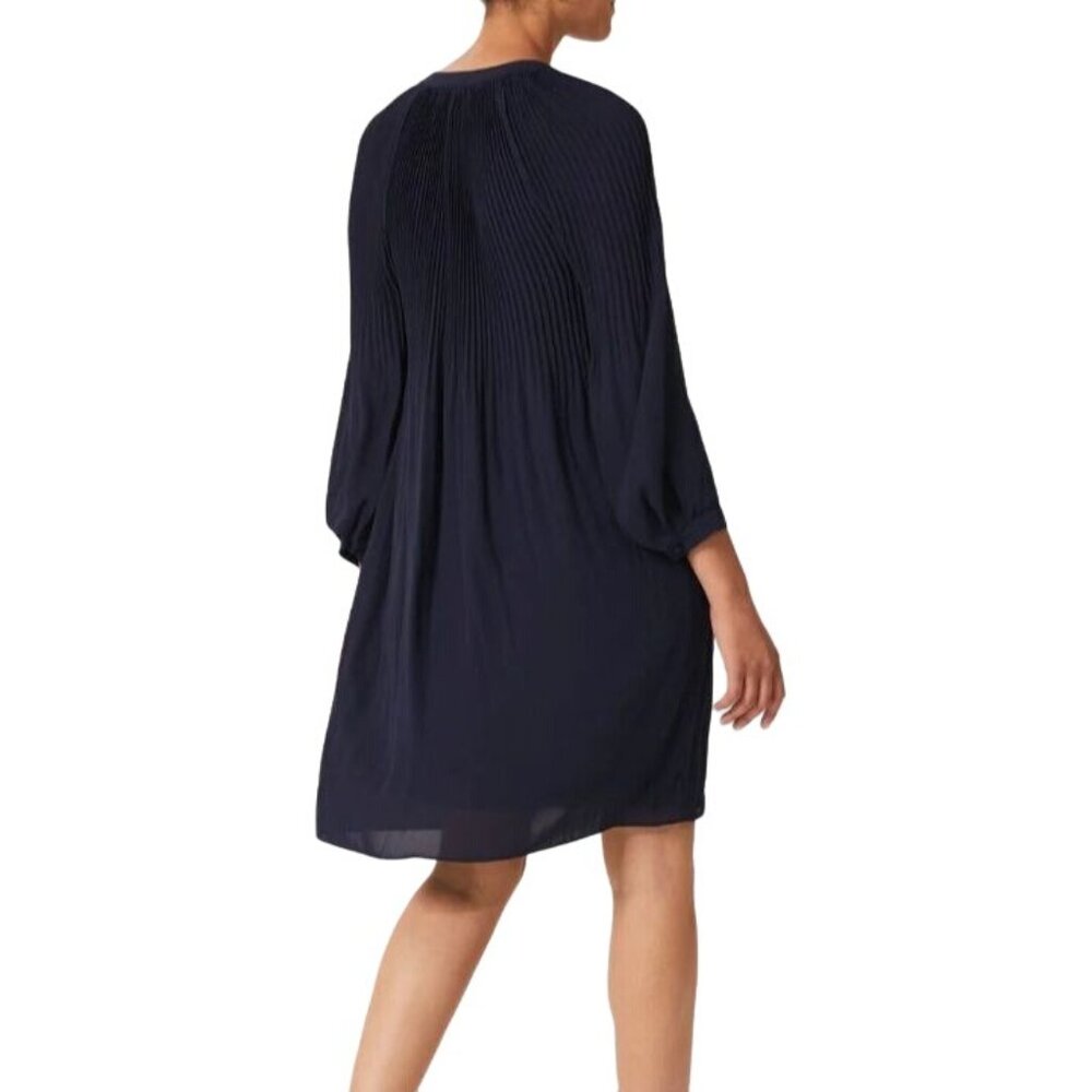 NEW HOBBS LONDON Emilia‎ Pleated Shift Dress Navy Blue Size 4 - Picture 3 of 15